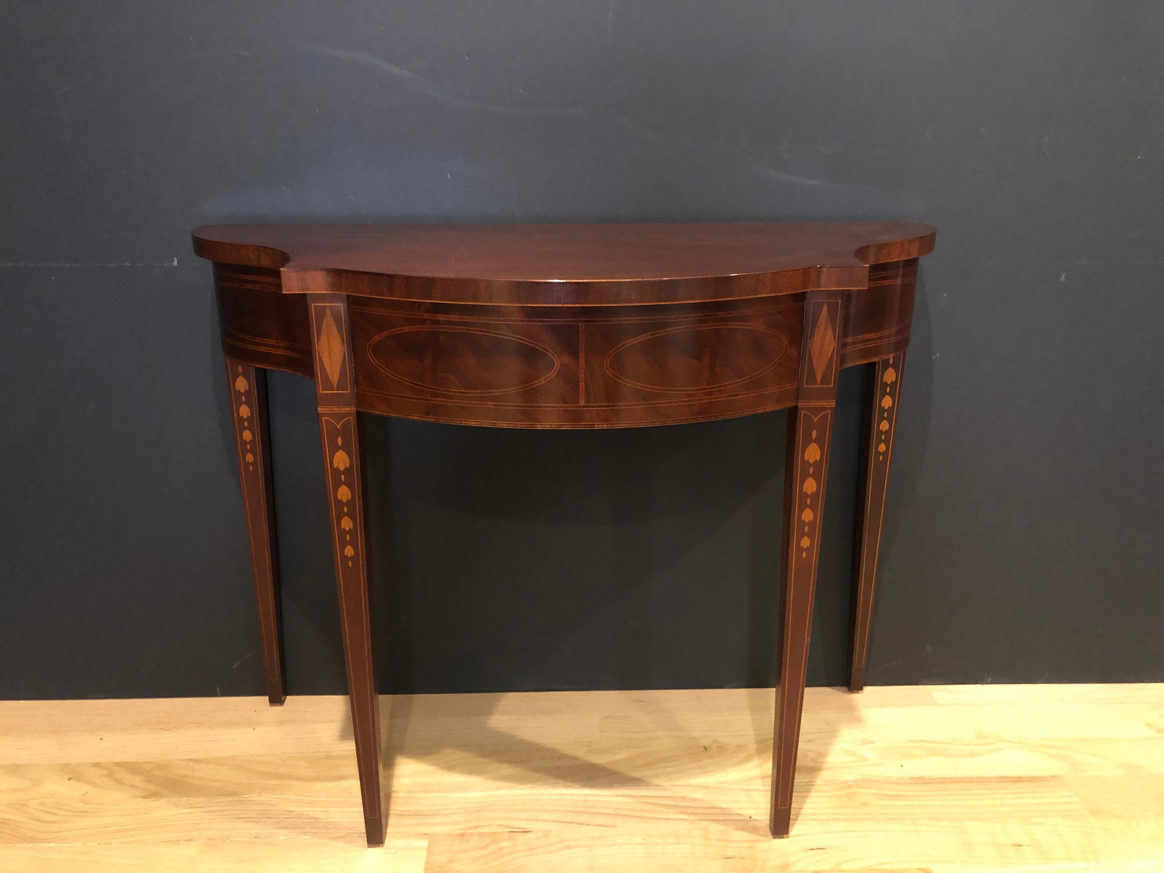Pair of Historic Charleston Demilune Console Tables by Baker In Good Condition In Norwood, NJ