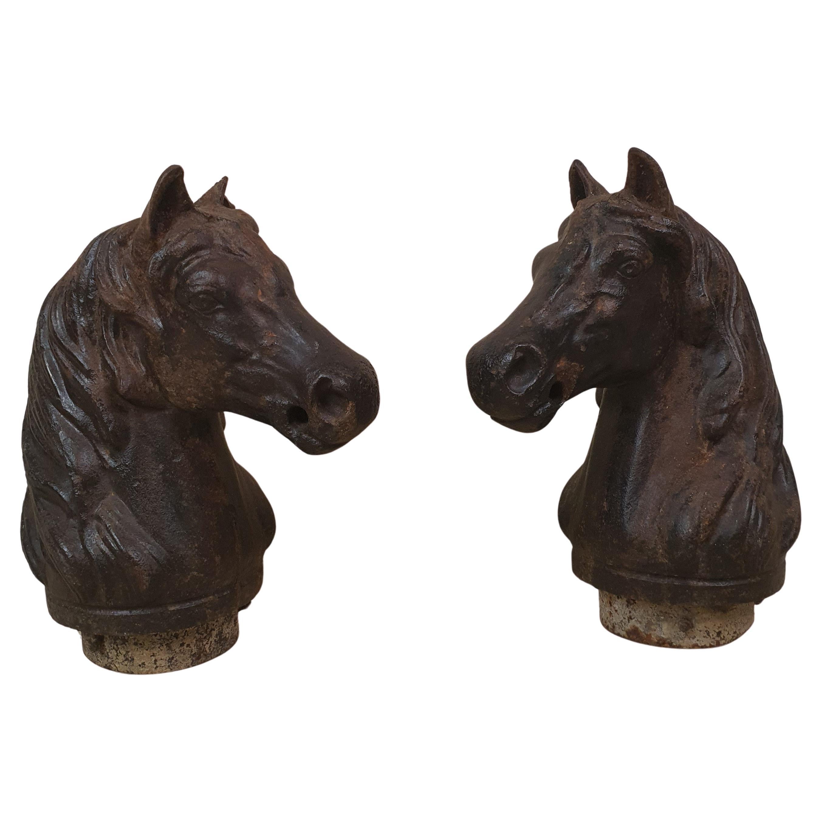 Pair of Hitching Post Cast Horse Heads