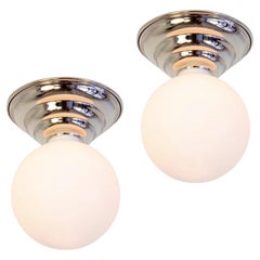 Paire de montages encastrés Hive par Research.Lighting, Nickel, 5 pouces de verre, fabriqué sur commande