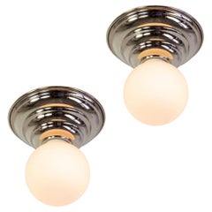 Pair of Hive Flush Mounts by Research.Lighting, Polished Nickel, Made to Order