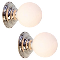 Paar Hive-Wandleuchter von Research. Beleuchtung, Nickel, 5in-Glas, auf Bestellung gefertigt
