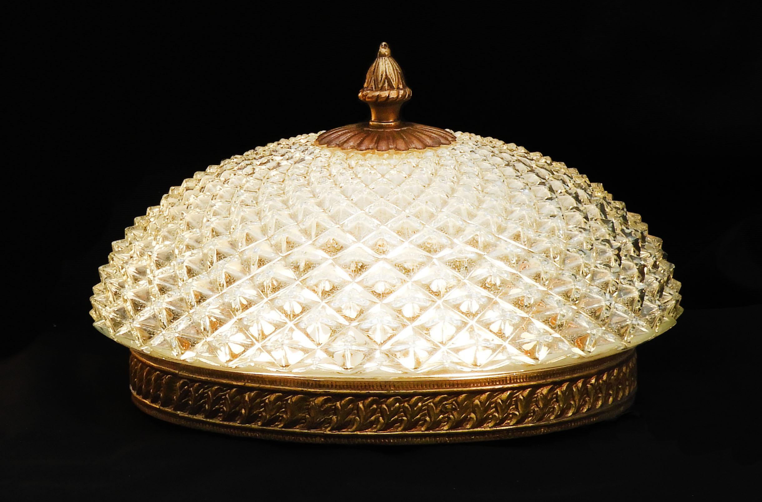 Paire de Lights à encastrer en verre Hobnail C1960 France Bon état - En vente à Trensacq, FR