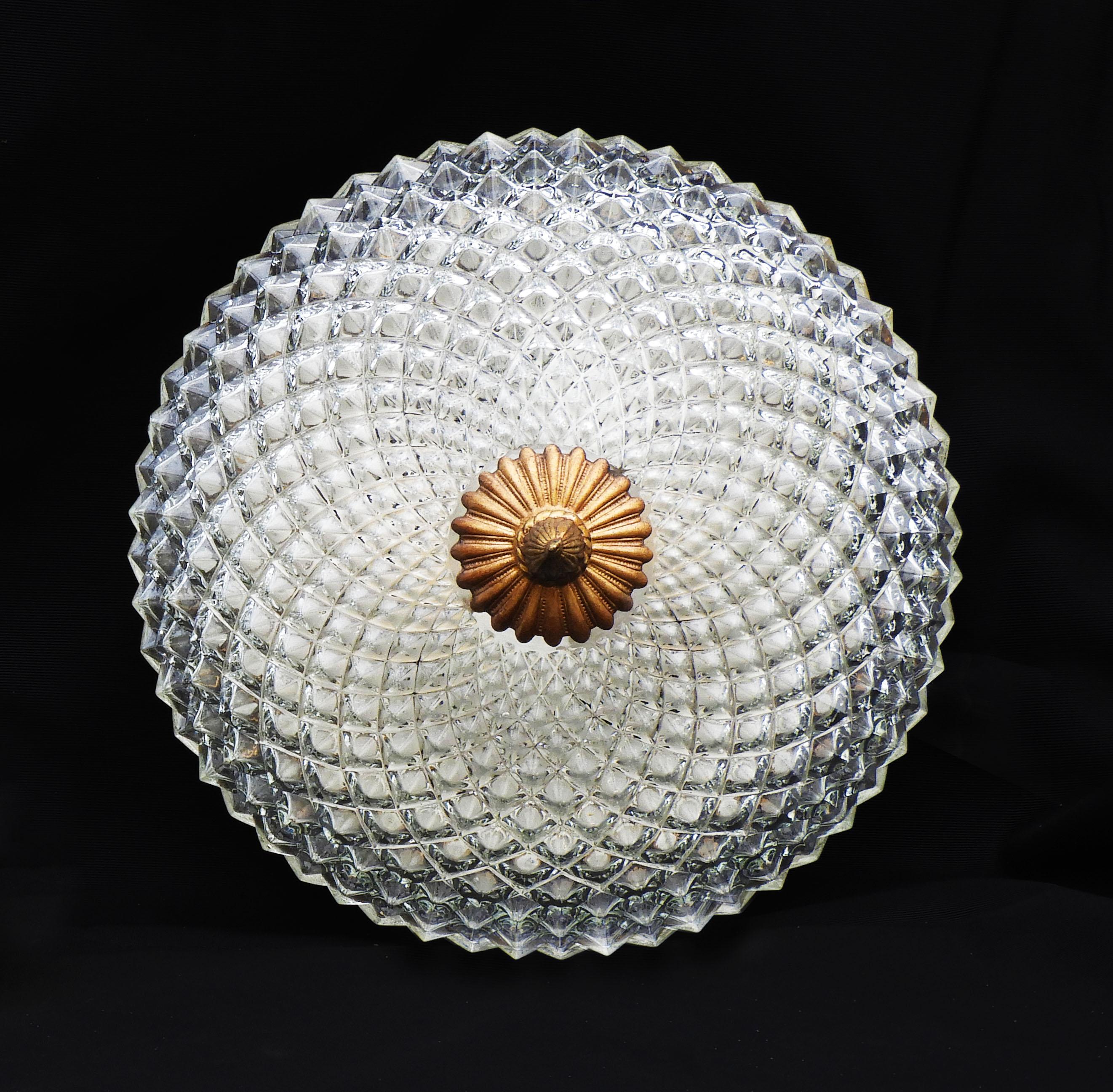 Paire de Lights à encastrer en verre Hobnail C1960 France en vente 1