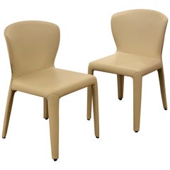 Pair of Hola Chairs Designed by Hannes Wettstein for Cassina in Leather