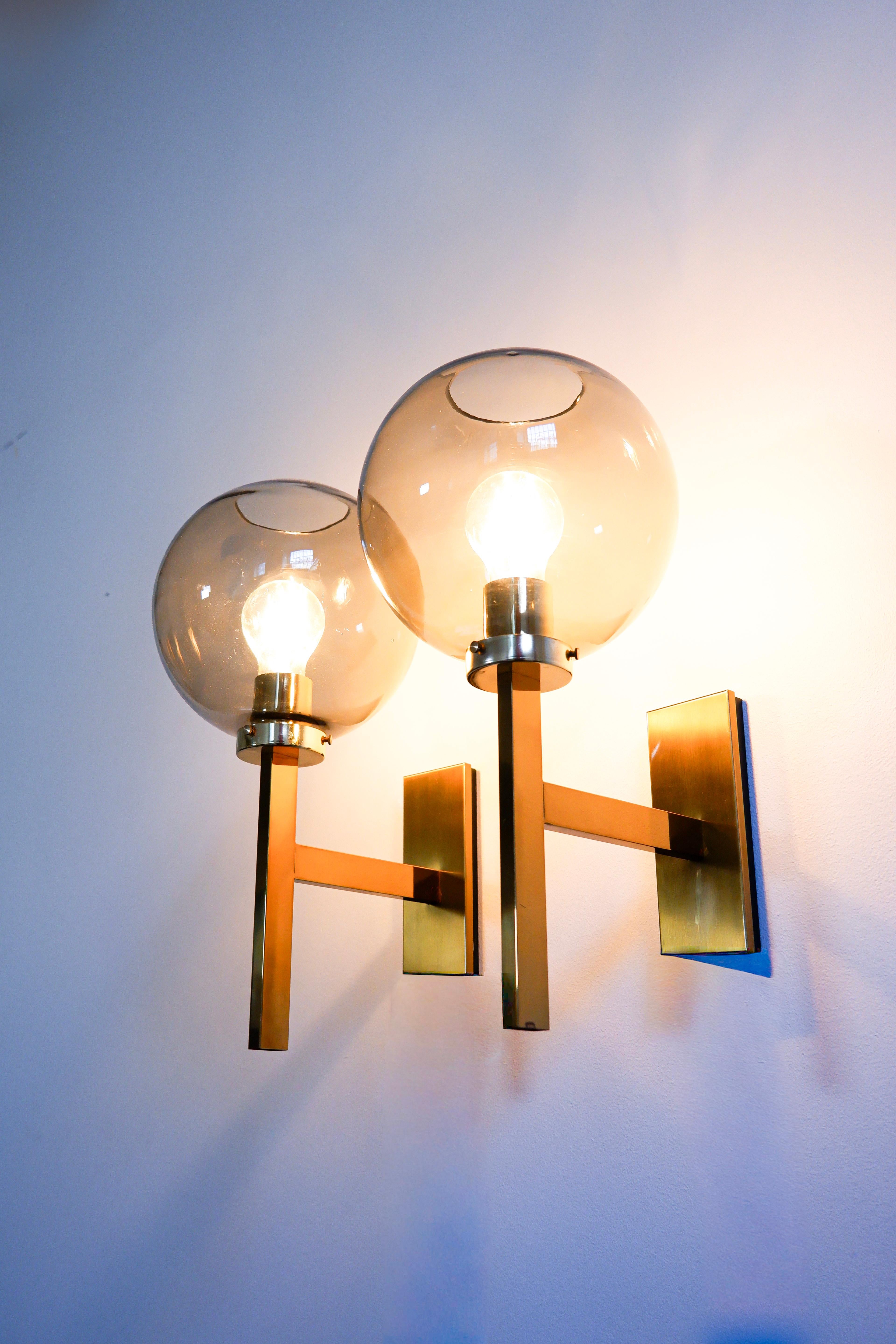 Scandinavian Modern Pair of Holger Johansson wall lamps for westal circa 1960. For Sale