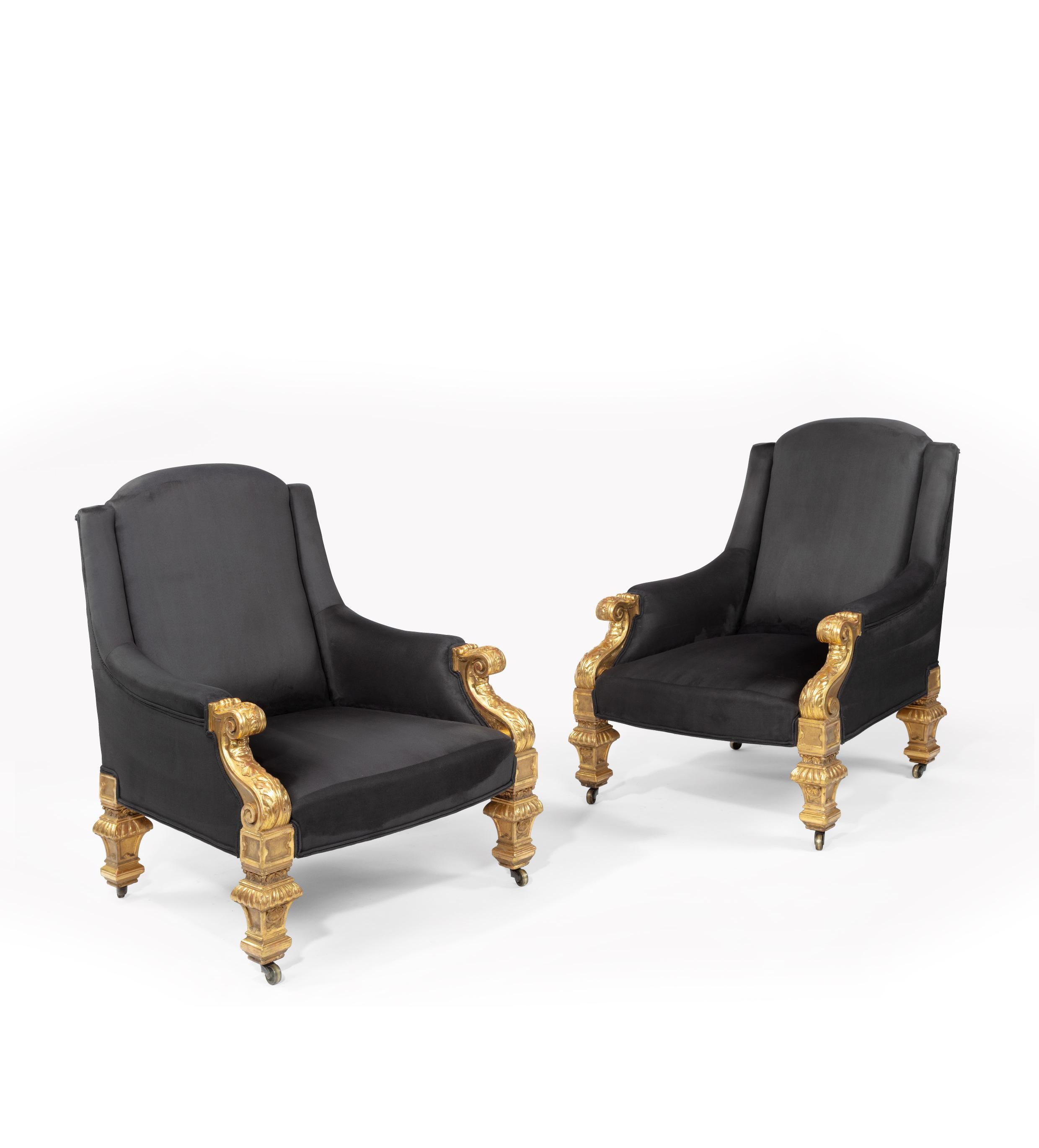 Pair of Holland & Sons 19th Century Giltwood Armchairs 2