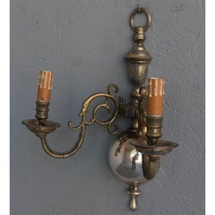 Pair of Hollandaise Sconces in Silvered Bronze 2 Lights