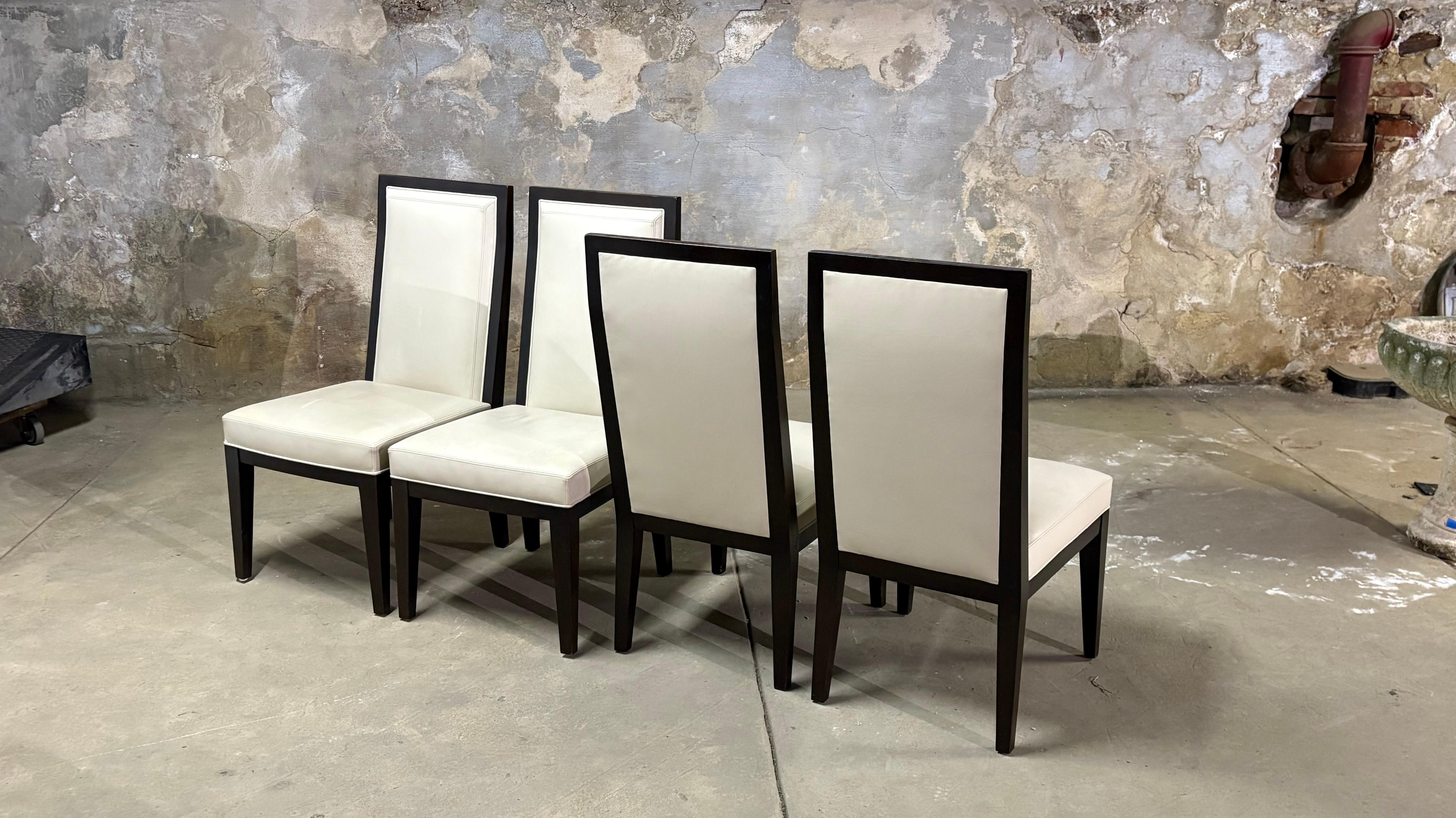 Leather Set of 4 - Jean Michel Frank Chairs For Sale