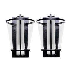 Pareja de apliques de acero Holly Hunt Lu en pátina oscura