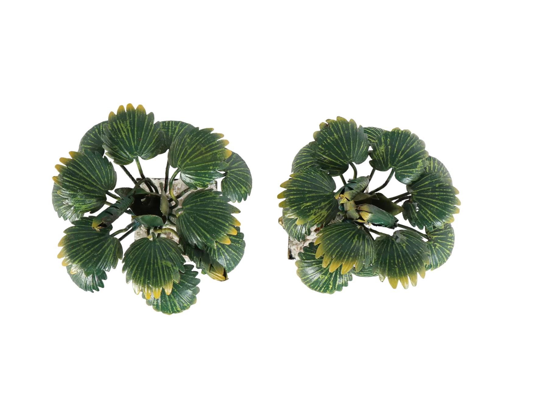 Pair of Hollywood Palm Beach Regency Tole Topiaries In Good Condition For Sale In Atlanta, GA