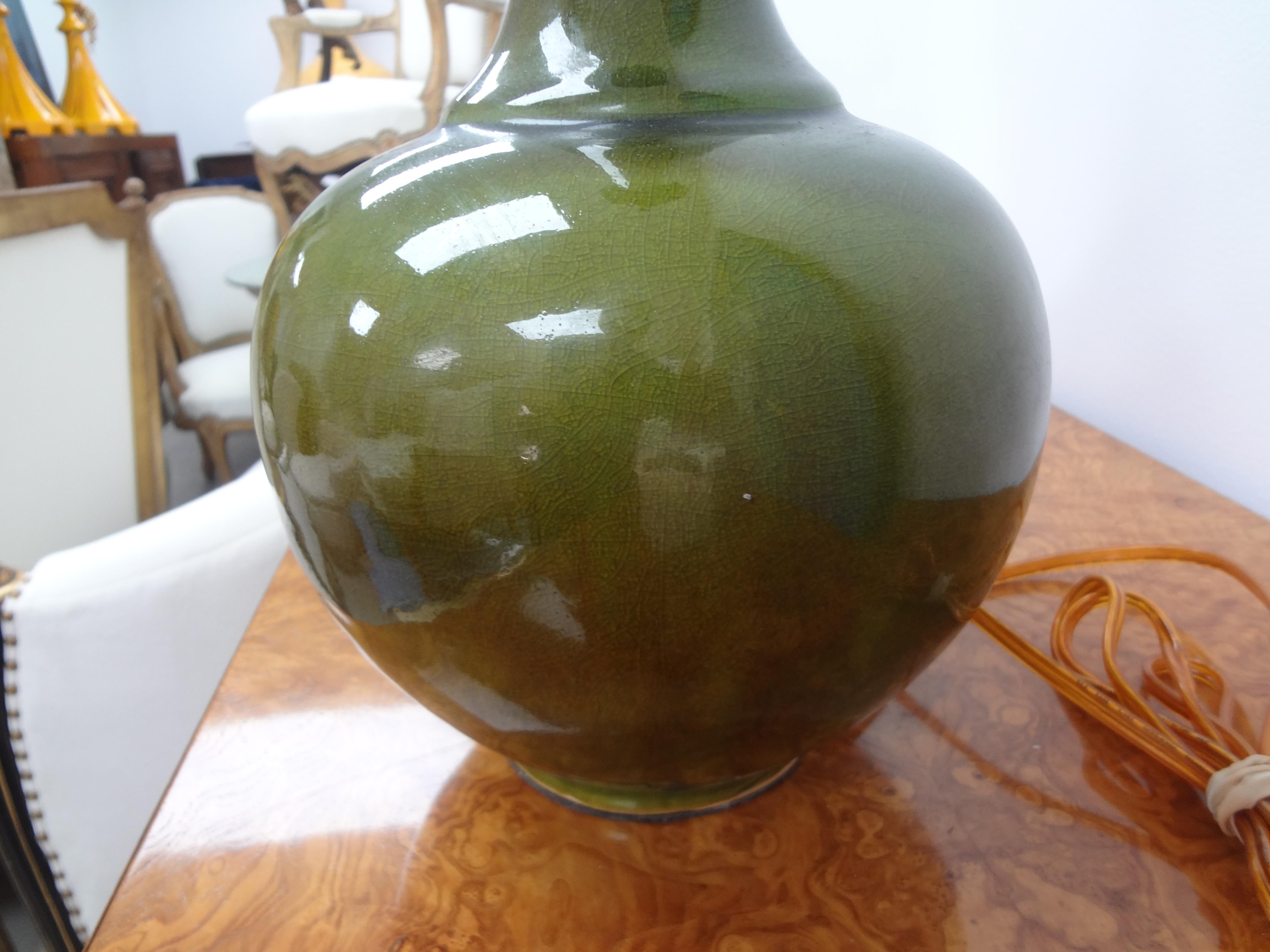 Pair of Hollywood Regency Apple Green Ceramic Lamps 3