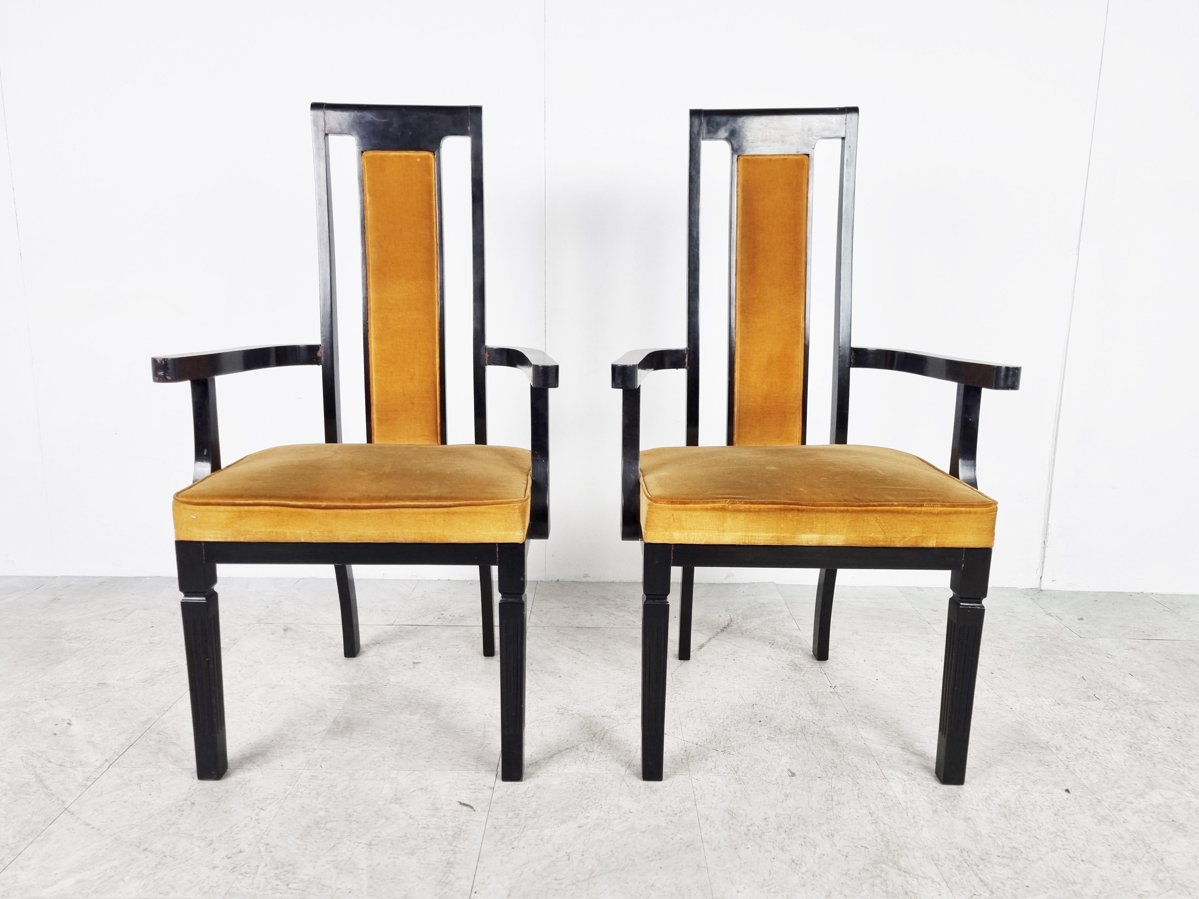 Italian Pair of Hollywood Regency Armchairs, 1950s For Sale