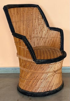 Pair of Hollywood Regency Bamboo Cane Armchairs
