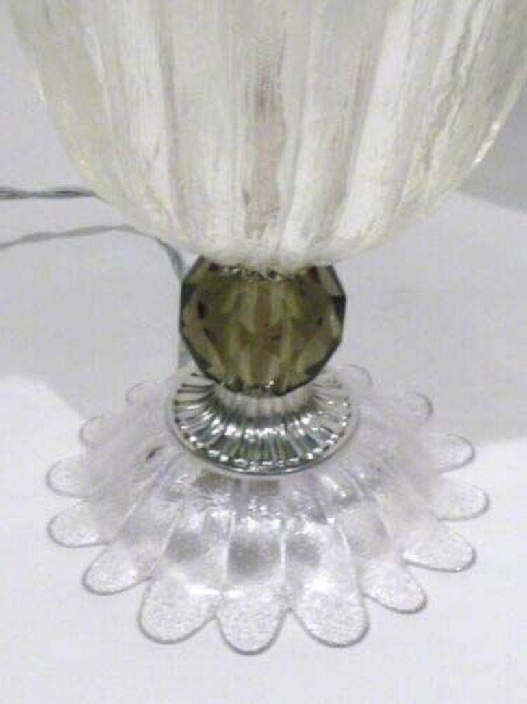 American Pair of Hollywood Regency Banquet Pair of Textured & Ribbed Glass Chalice Form For Sale