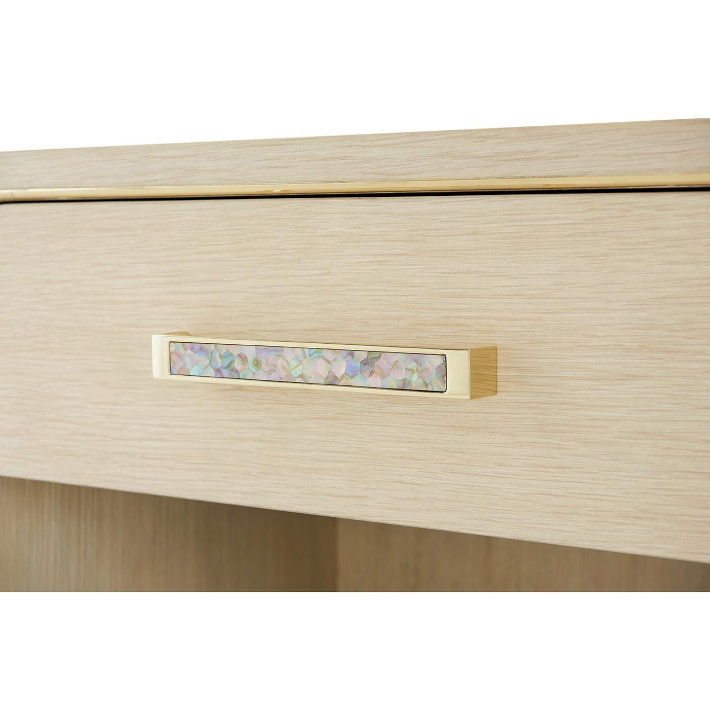 Pair of Hollywood Regency Bedside Tables - Light Finish In New Condition For Sale In Westwood, NJ