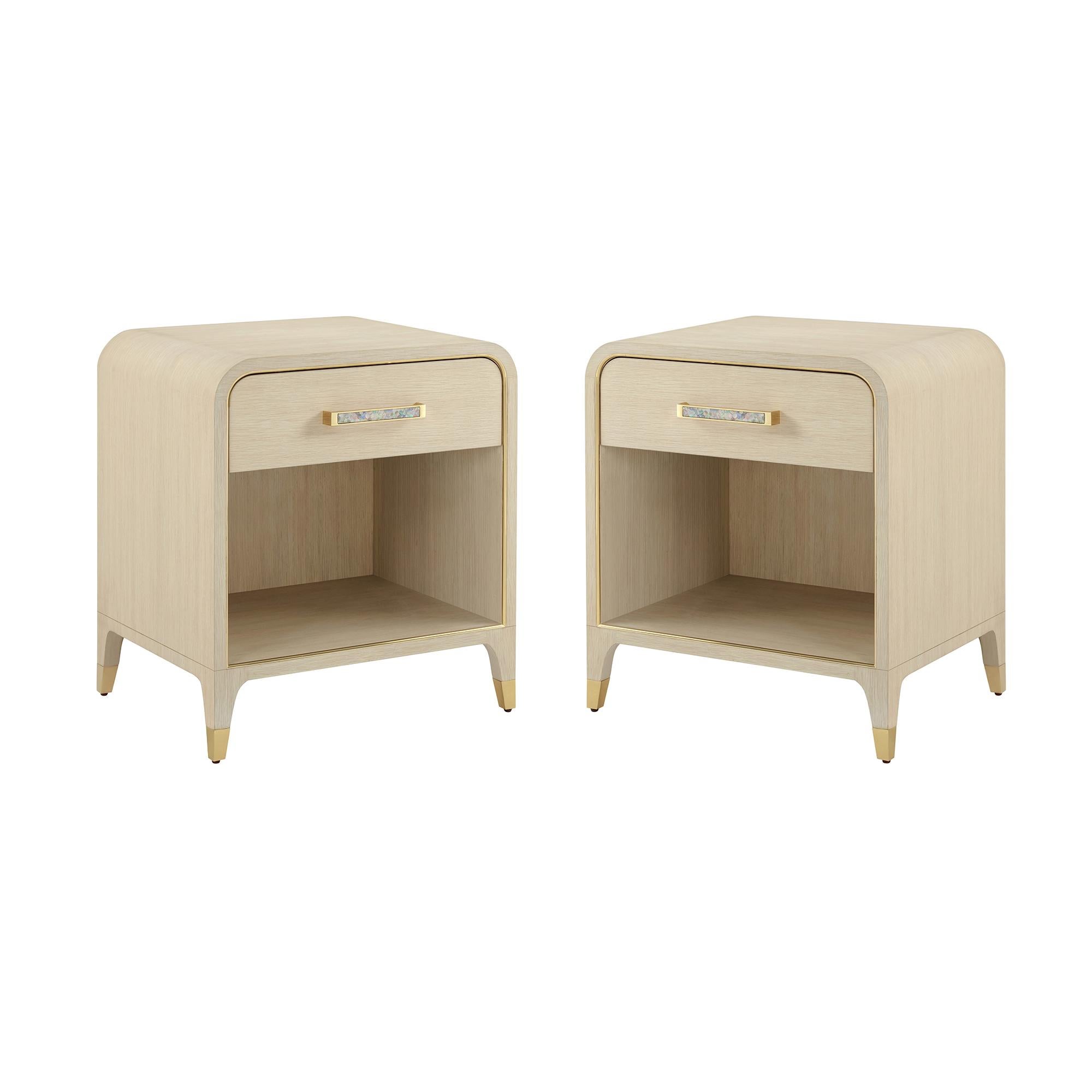 Pair of Hollywood Regency Bedside Tables - Light Finish