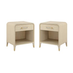 Pair of Hollywood Regency Bedside Tables - Light Finish