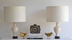 Pair of Hollywood Regency Blanc de Chine Ceramic Table Lamps