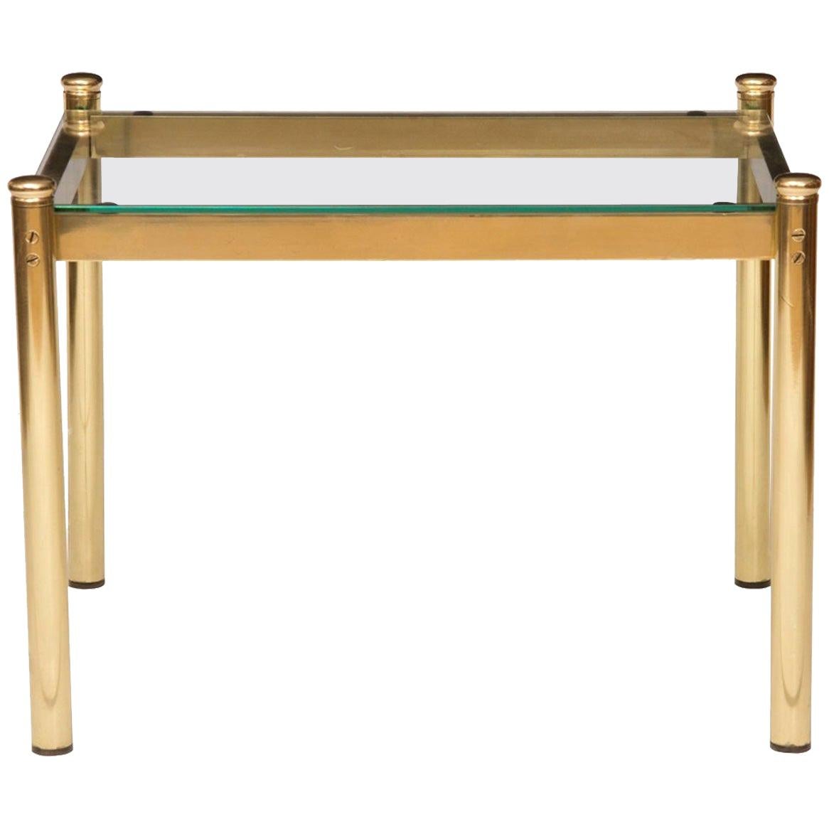 Pair of Hollywood Regency Brass and Glass Coffee Table For Sale