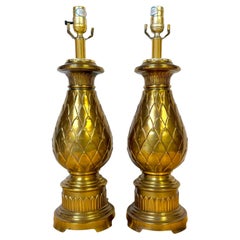 Pair of Hollywood Regency Brass Artichoke Table Lamps by Stiffel, 1960s