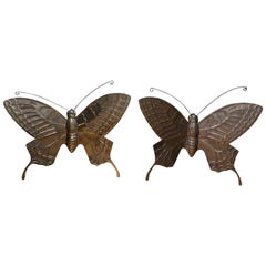 Pair of Hollywood Regency Brass Butterflies