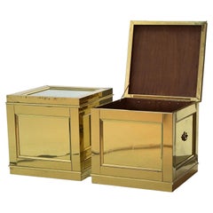 Pair of Hollywood Regency Brass Covered Storage Trunks by Trunk Lines 20th C
