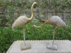 Pair of Hollywood Regency Brass Cranes
