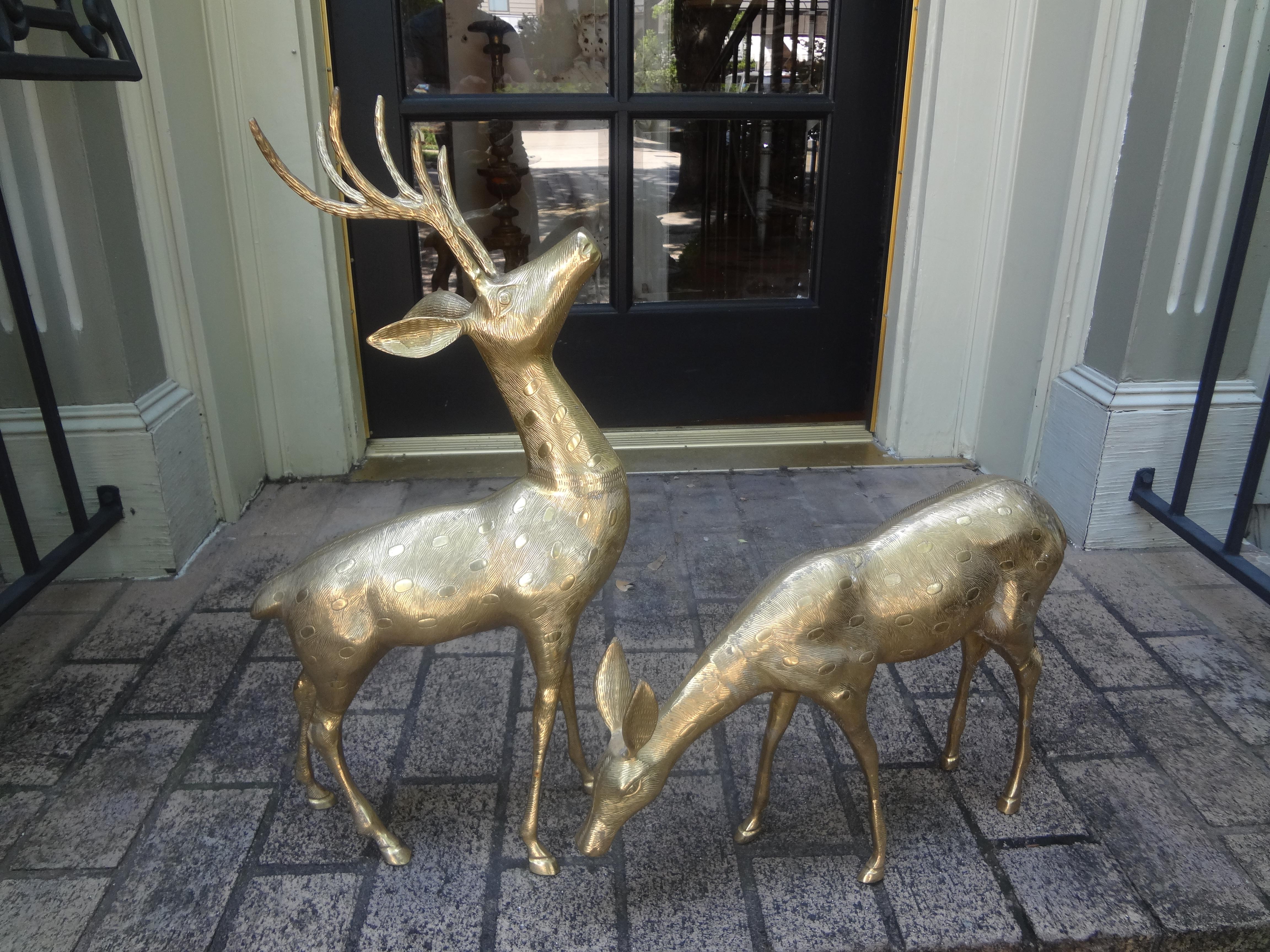 Pair of Hollywood Regency Brass Deer Figures 5