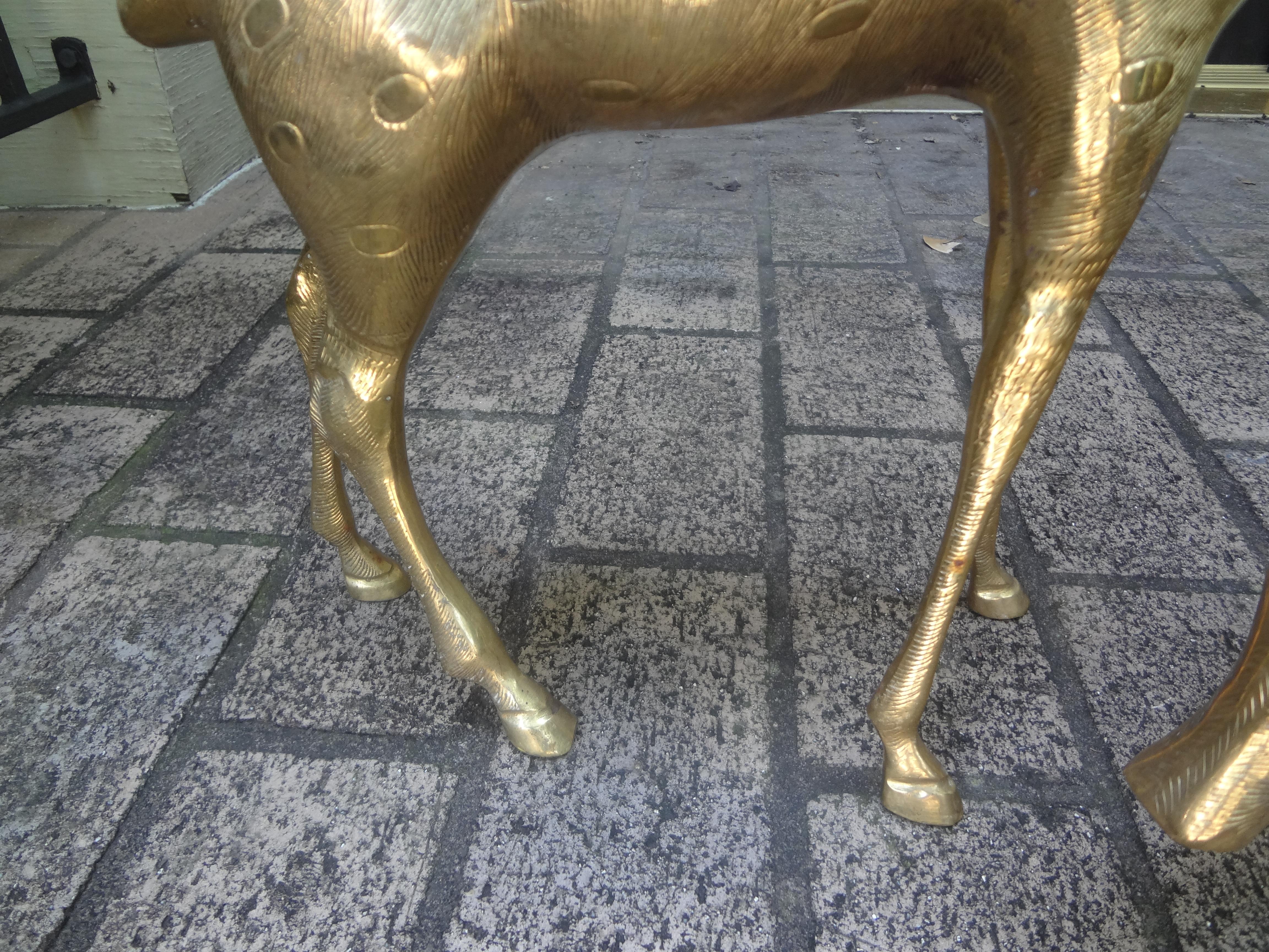 Pair of Hollywood Regency Brass Deer Figures 1