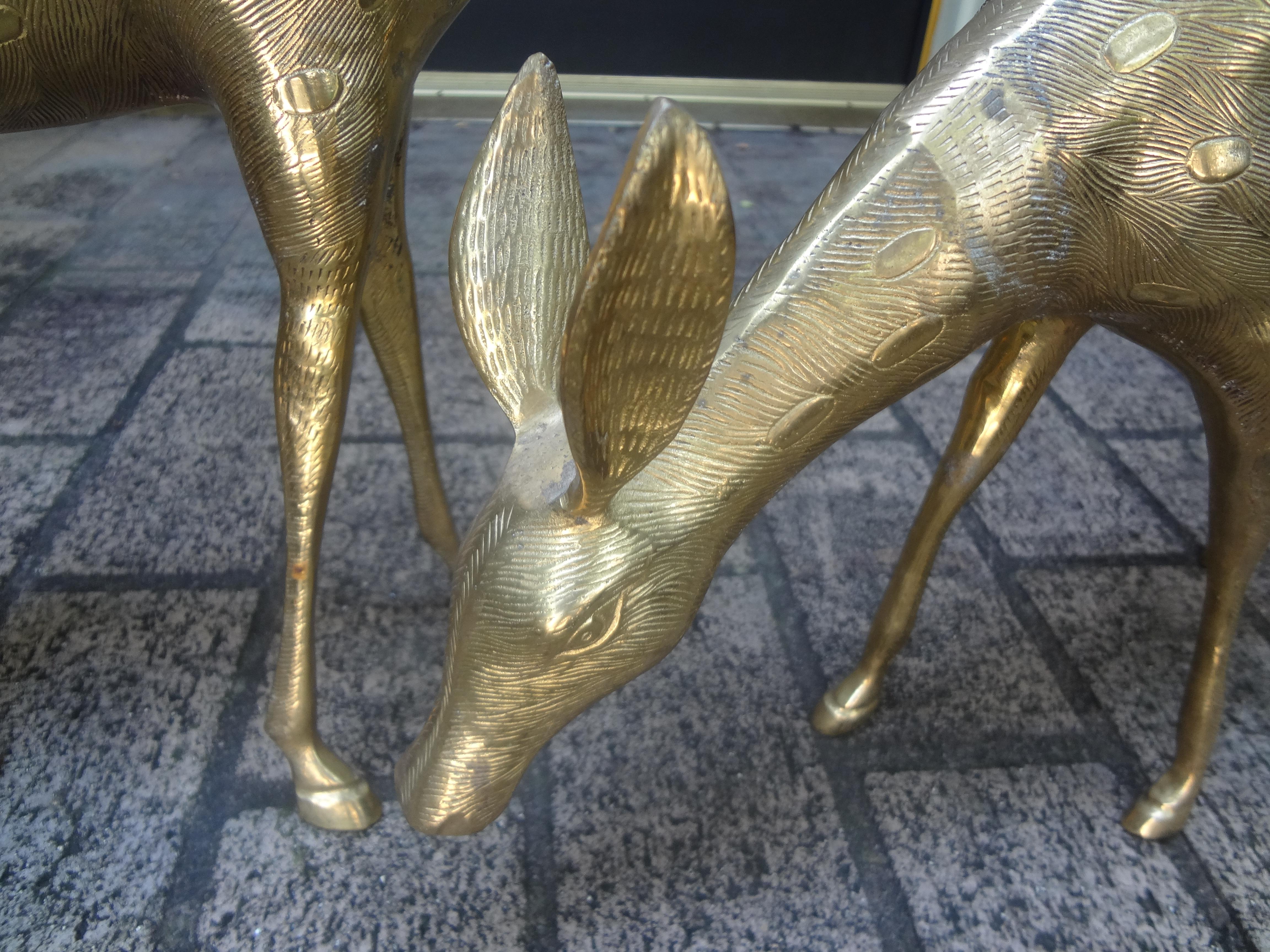 Pair of Hollywood Regency Brass Deer Figures 2