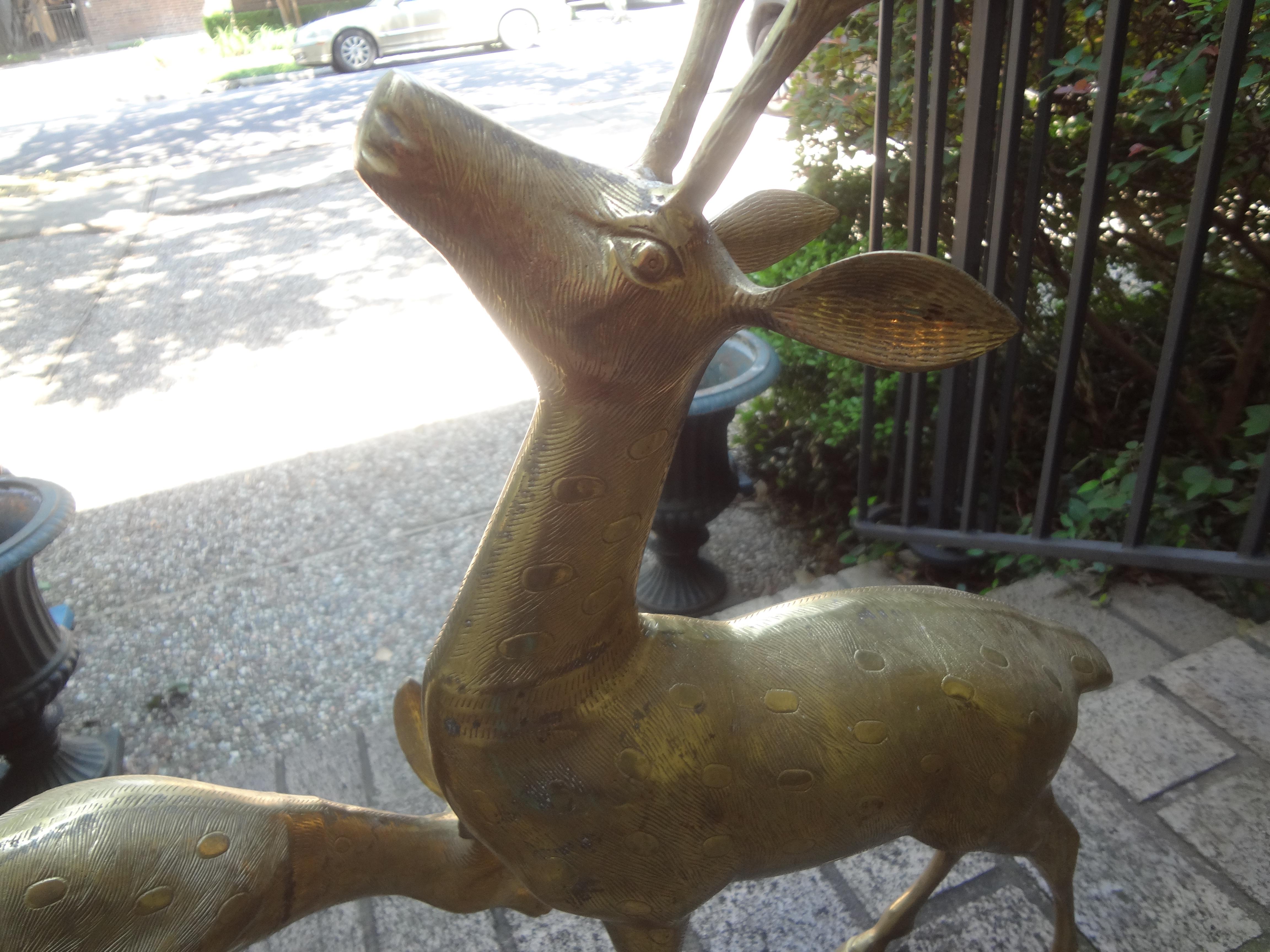 Pair of Hollywood Regency Brass Deer Figures 4