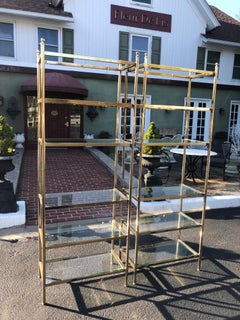 Pair of Hollywood Regency Brass Etageres