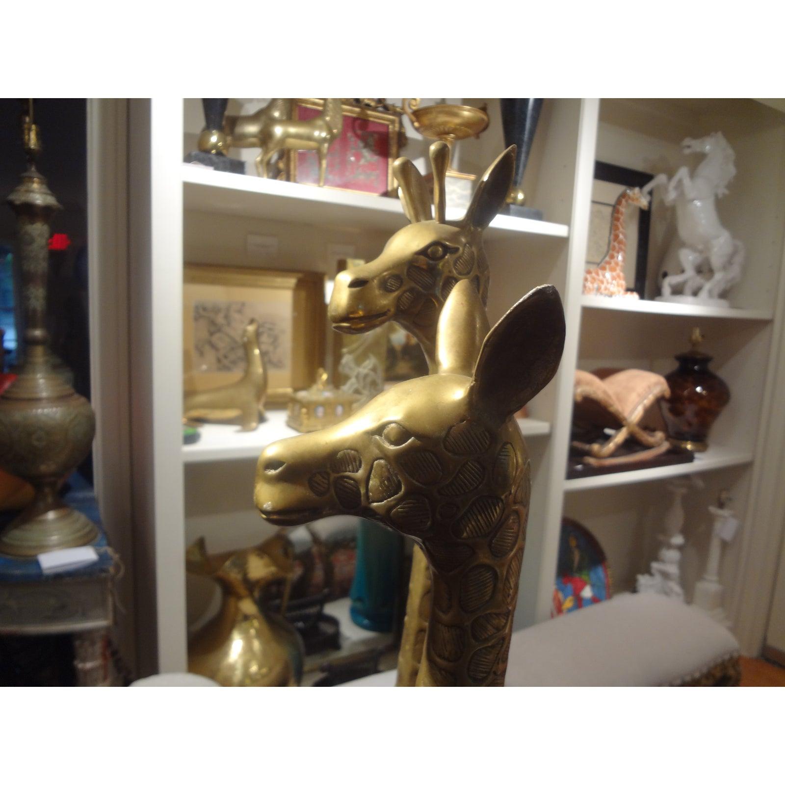 Pair of Hollywood Regency Brass Giraffes For Sale 5