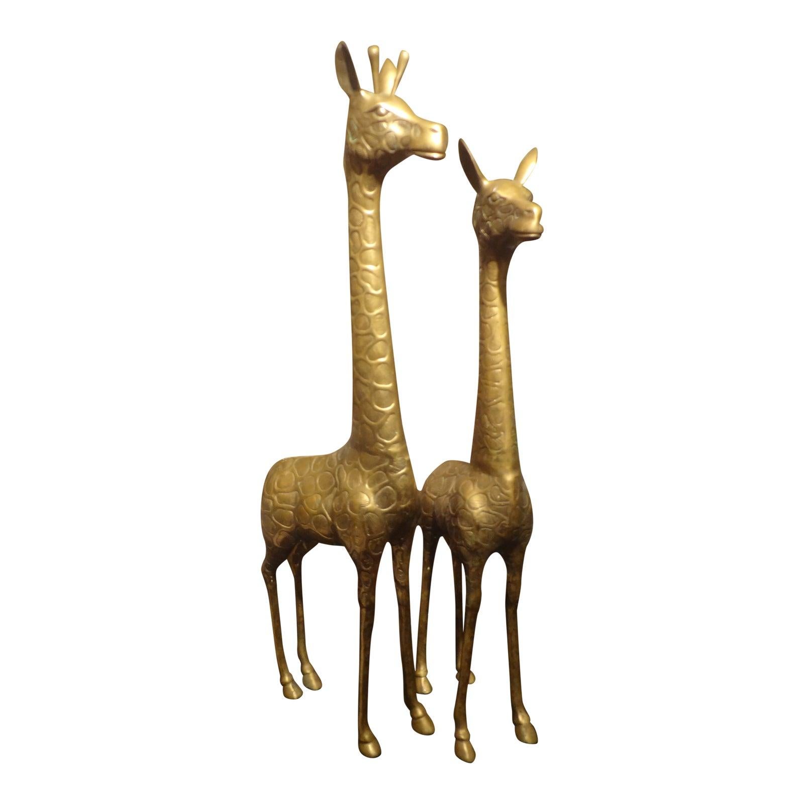 Pair of Hollywood Regency Brass Giraffes For Sale 8