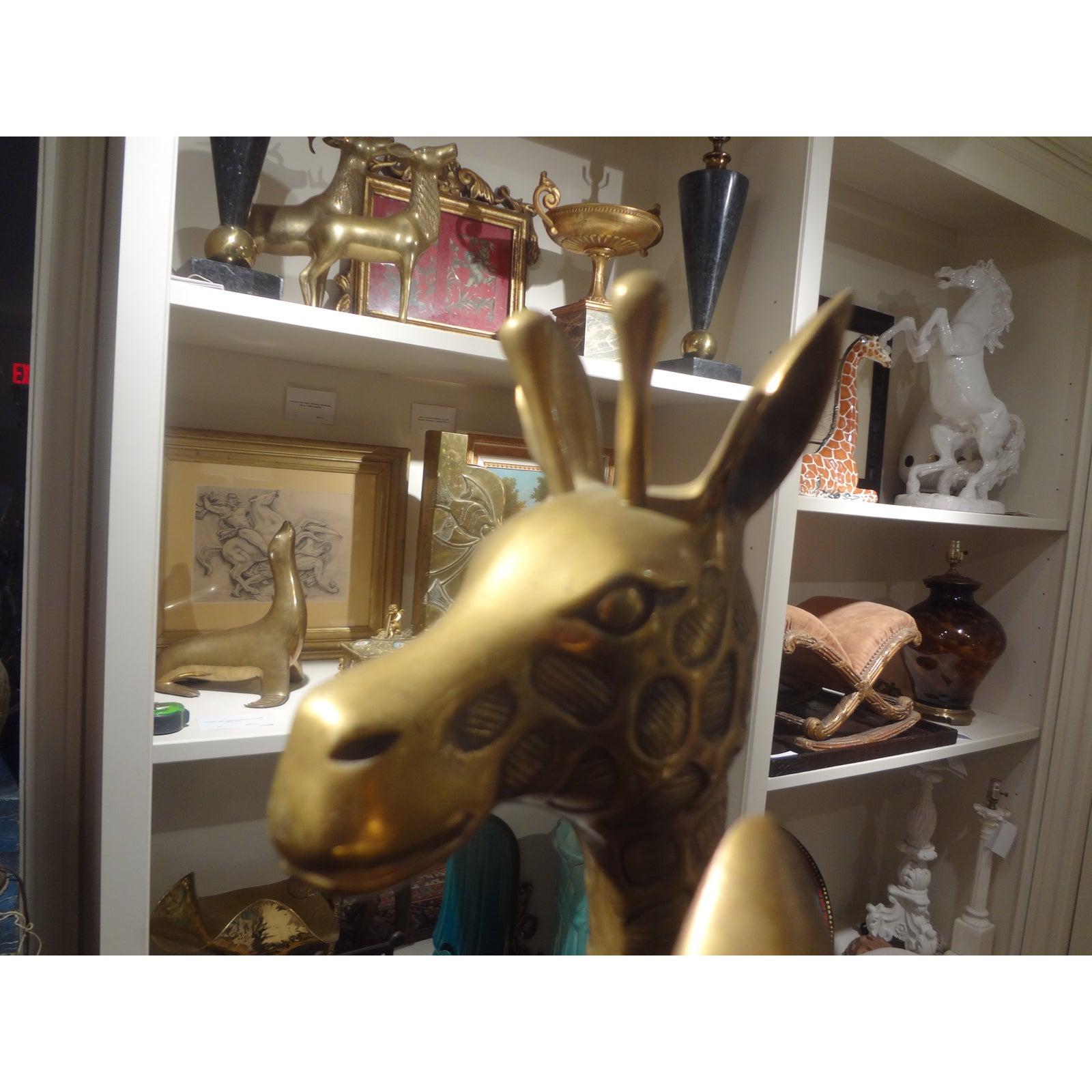 Coppia di giraffe in ottone Hollywood Regency in vendita 1