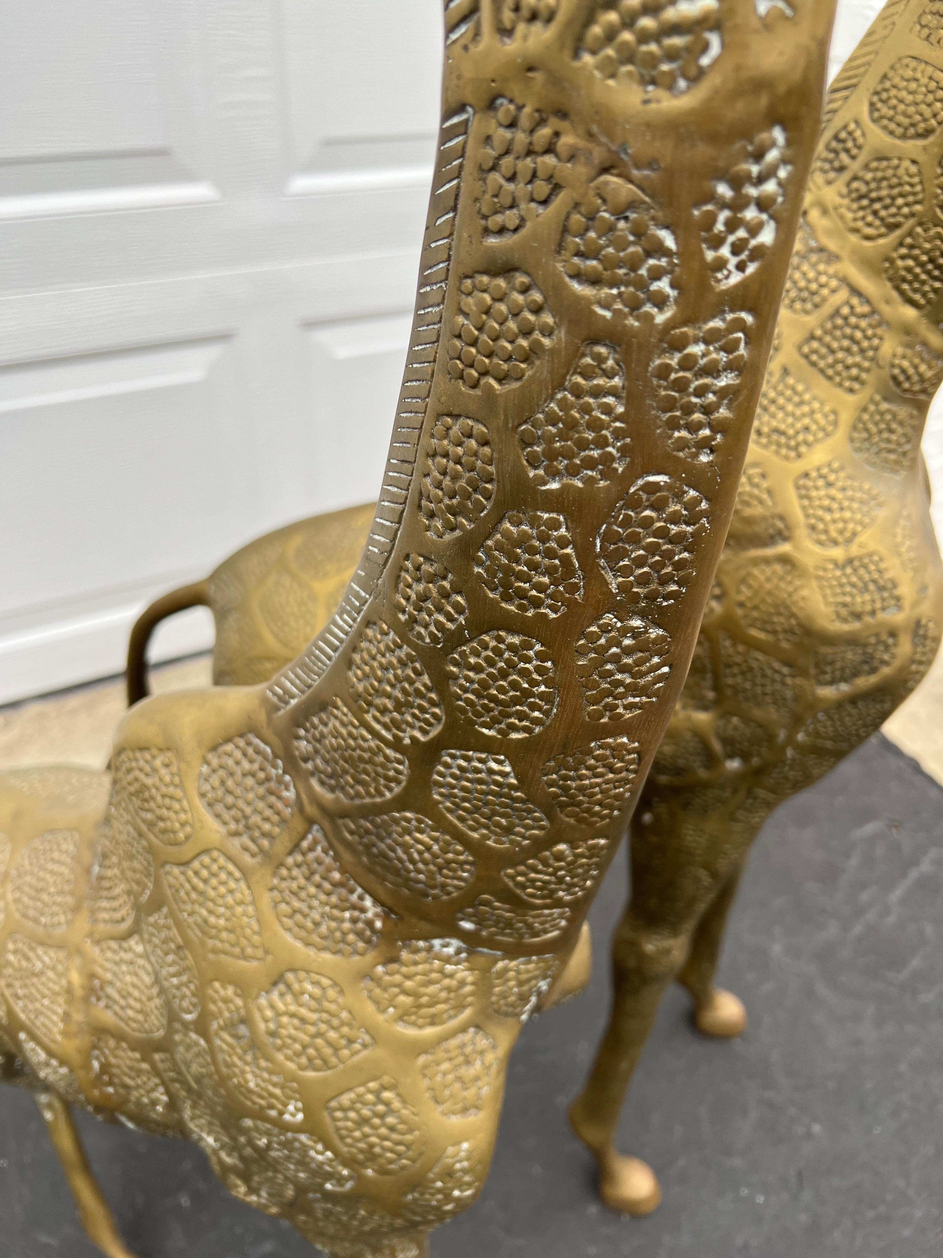 Pair of Hollywood Regency Brass Giraffes-Mother and Baby 10