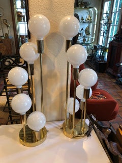 Pair of Hollywood Regency Brass Lamps by Sonneman