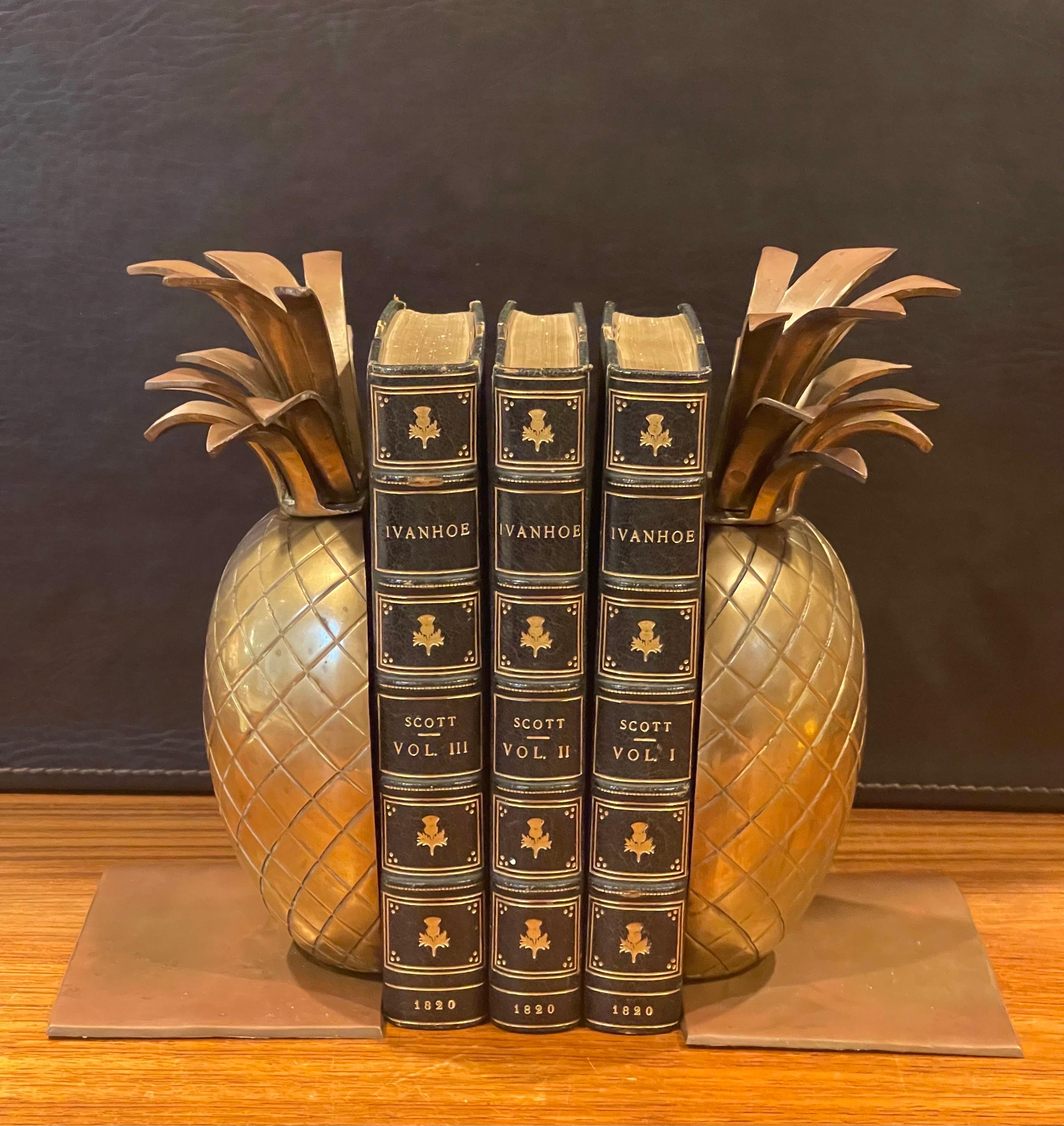 Pair of Hollywood Regency Brass Pineapple Bookends 1