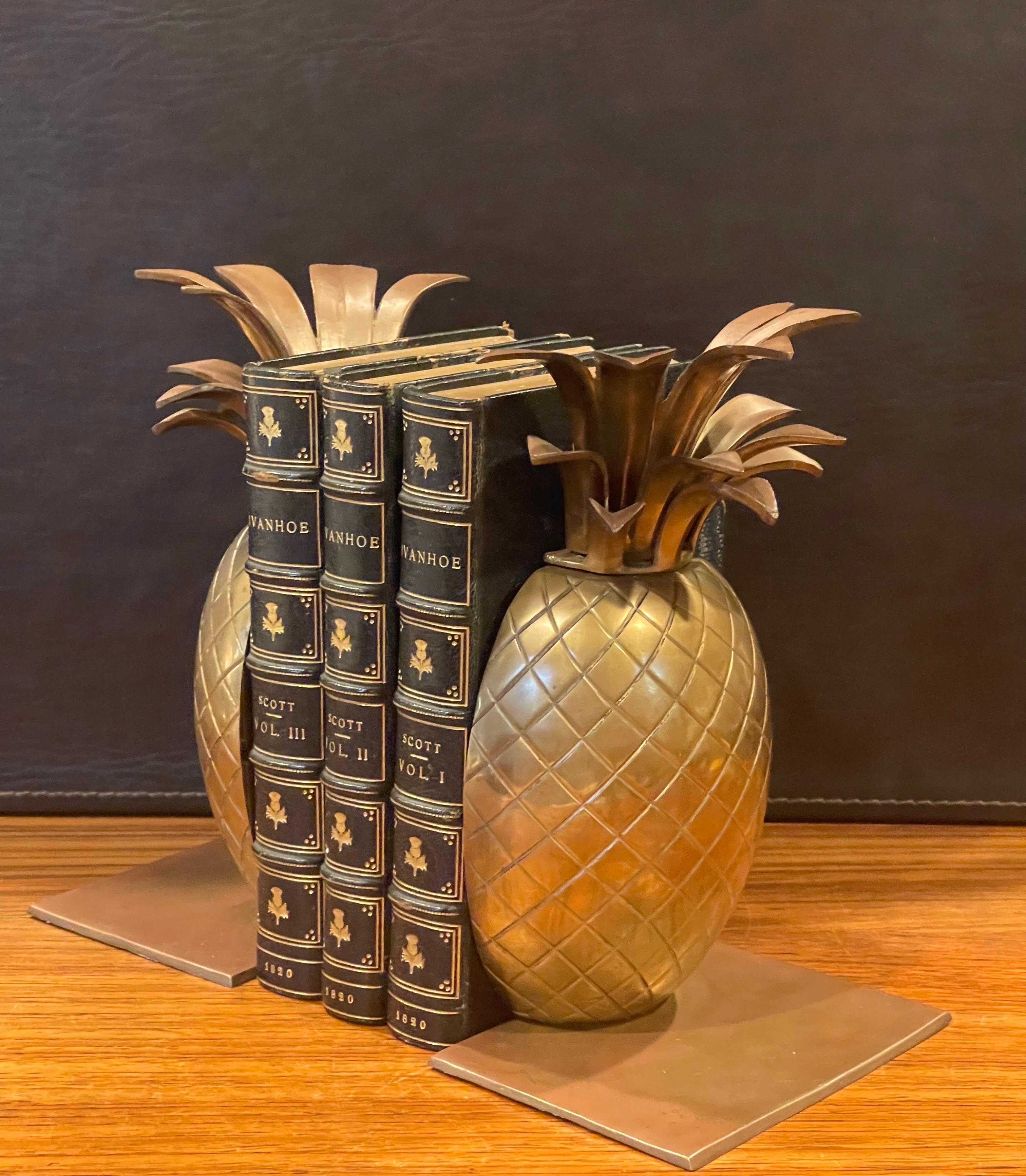 Pair of Hollywood Regency Brass Pineapple Bookends 2