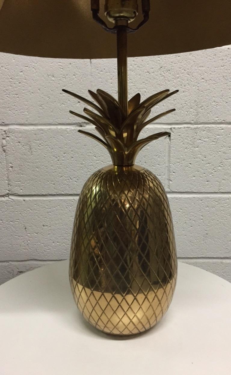 Pair of Hollywood Regency Brass Pineapple Lamps For Sale at 1stDibs