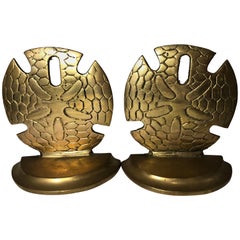 Pair of Hollywood Regency Brass Sand Dollar Bookends