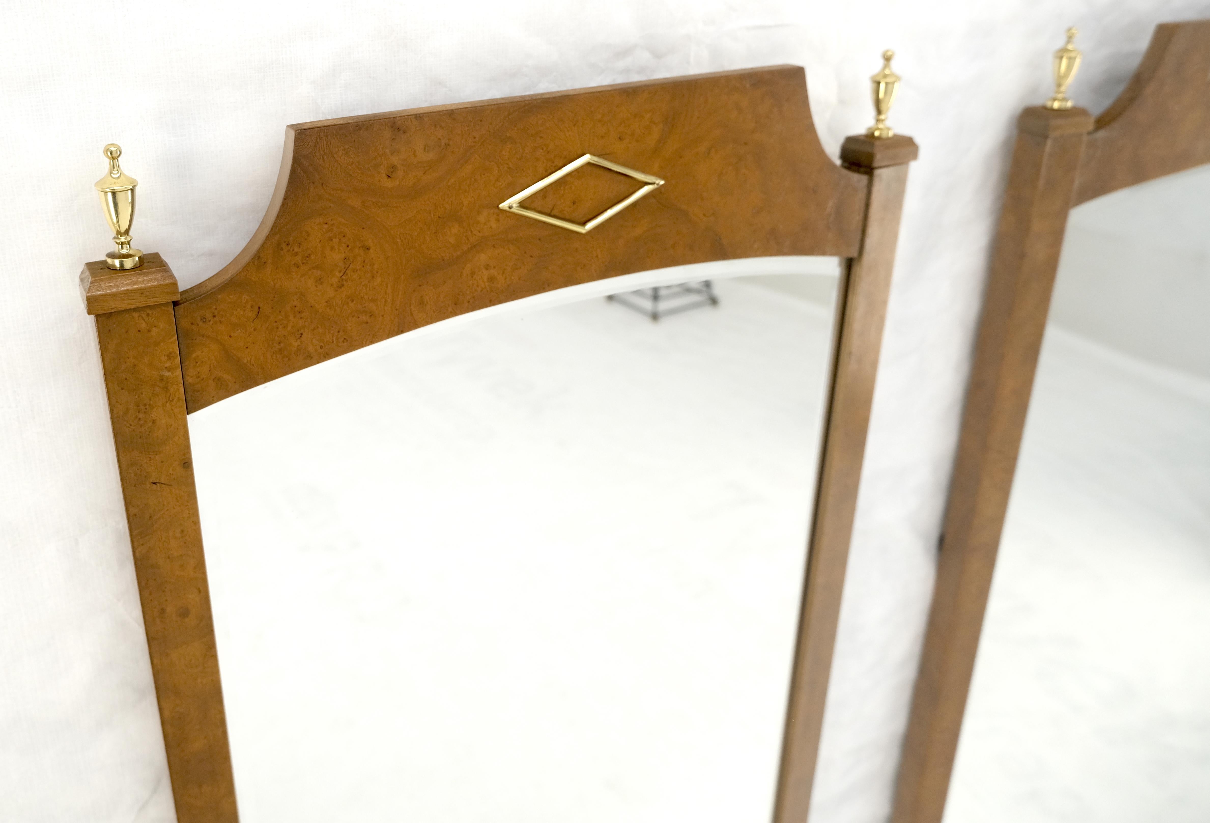 Paire de miroirs muraux rectangulaires 33x55 en bois de ronce Hollywood Regency MINT en vente 3