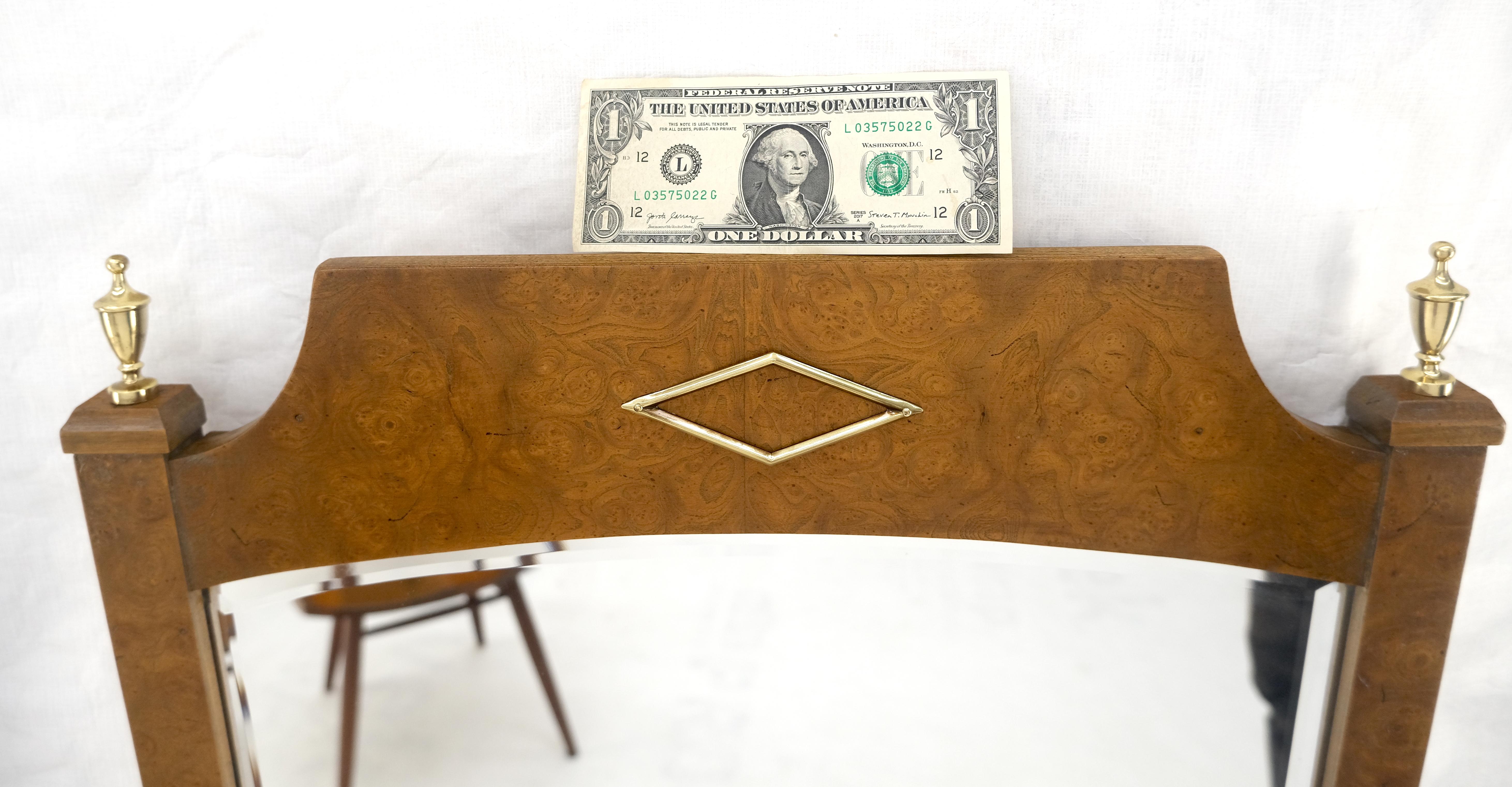 20ième siècle Paire de miroirs muraux rectangulaires 33x55 en bois de ronce Hollywood Regency MINT en vente