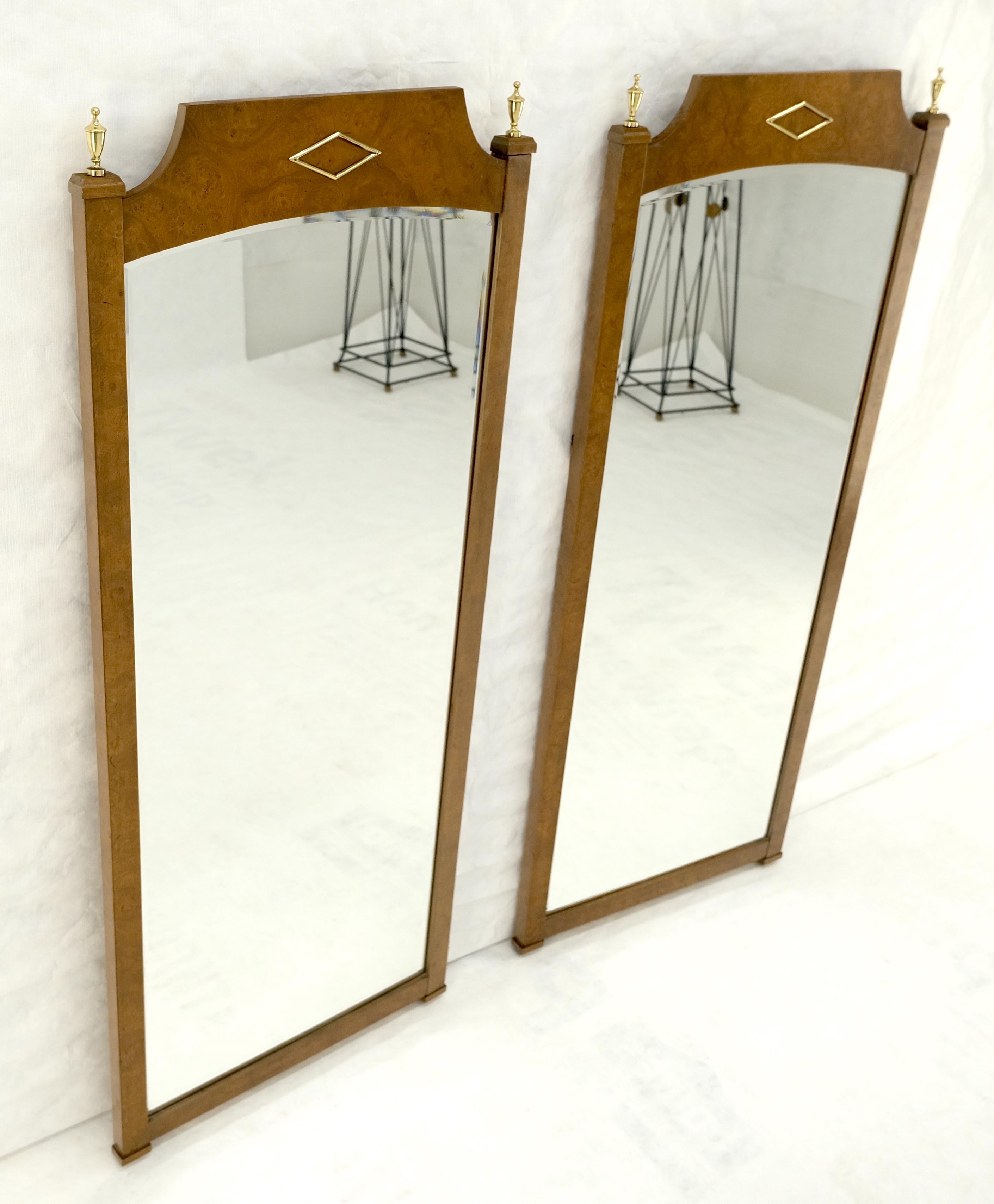 Paire de miroirs muraux rectangulaires 33x55 en bois de ronce Hollywood Regency MINT en vente 2