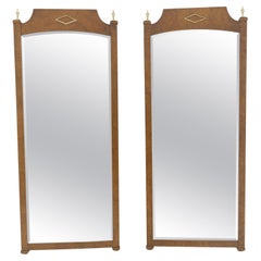 Pair of Hollywood Regency Burl Wood 33x55 Rectangle Wall Mirrors MINT