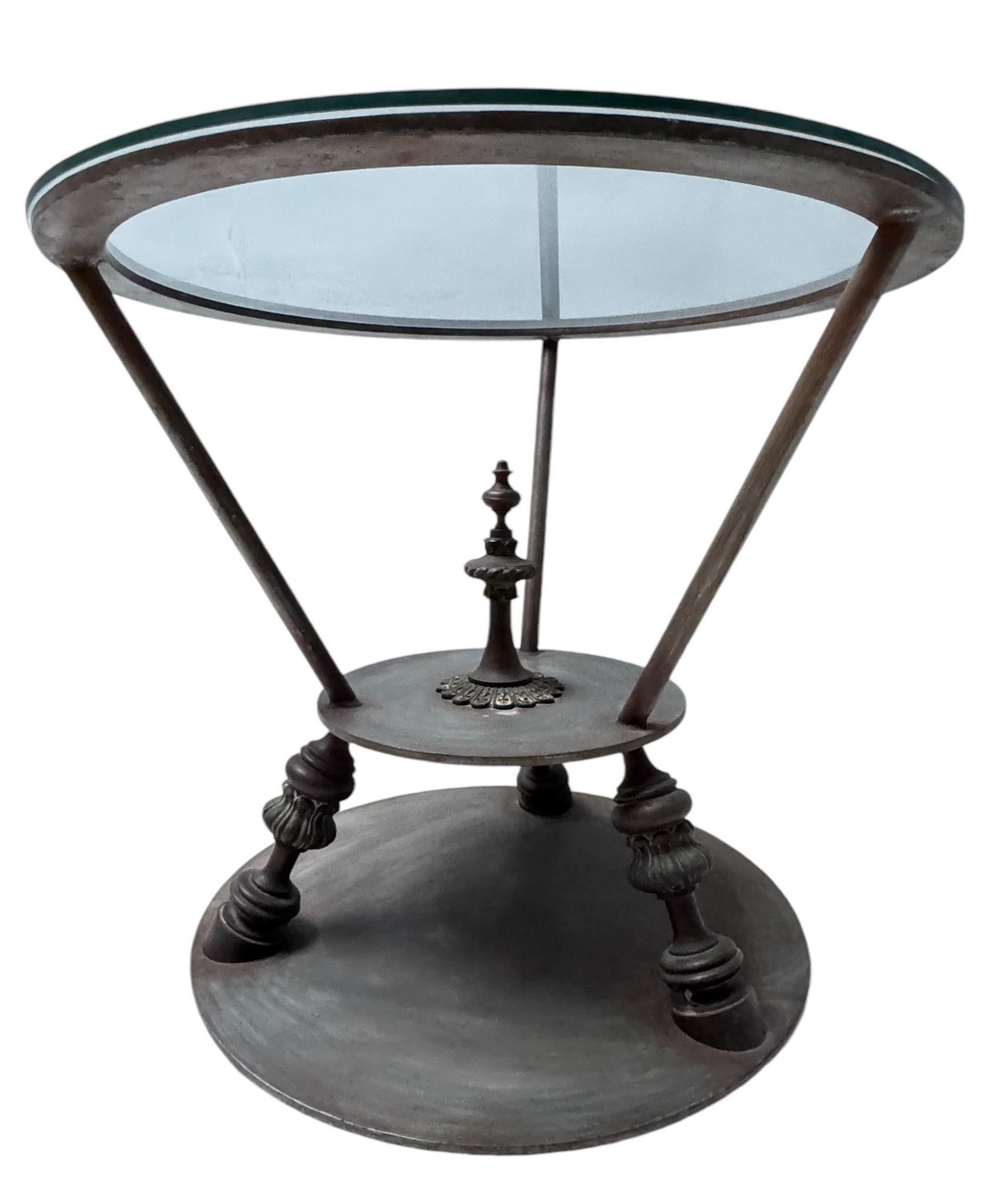 Late 20th Century Pair of Hollywood Regency Center Tables with Glass Tops, 1980s For Sale