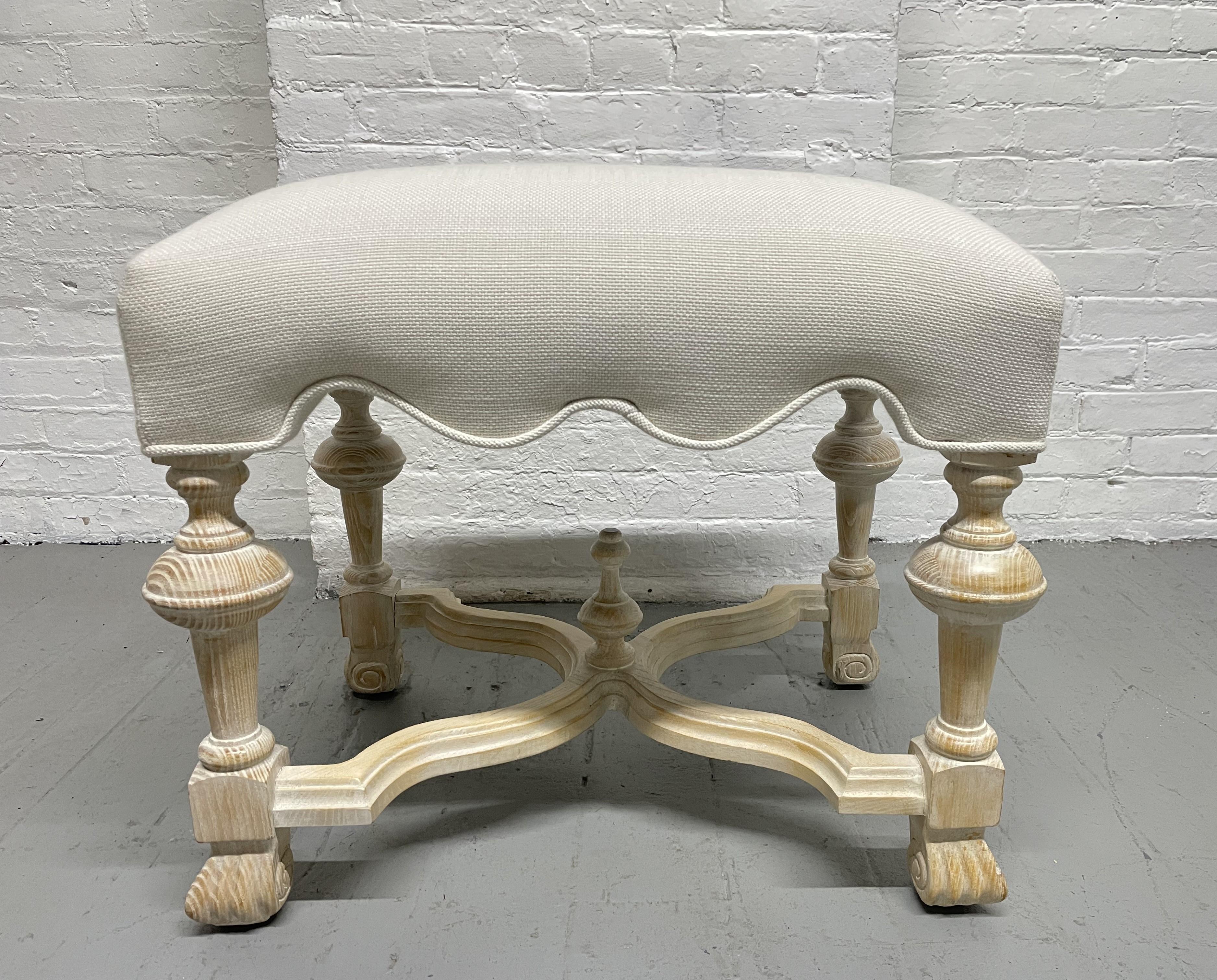 Late 20th Century Pair of Hollywood Regency Cerused Benches For Sale