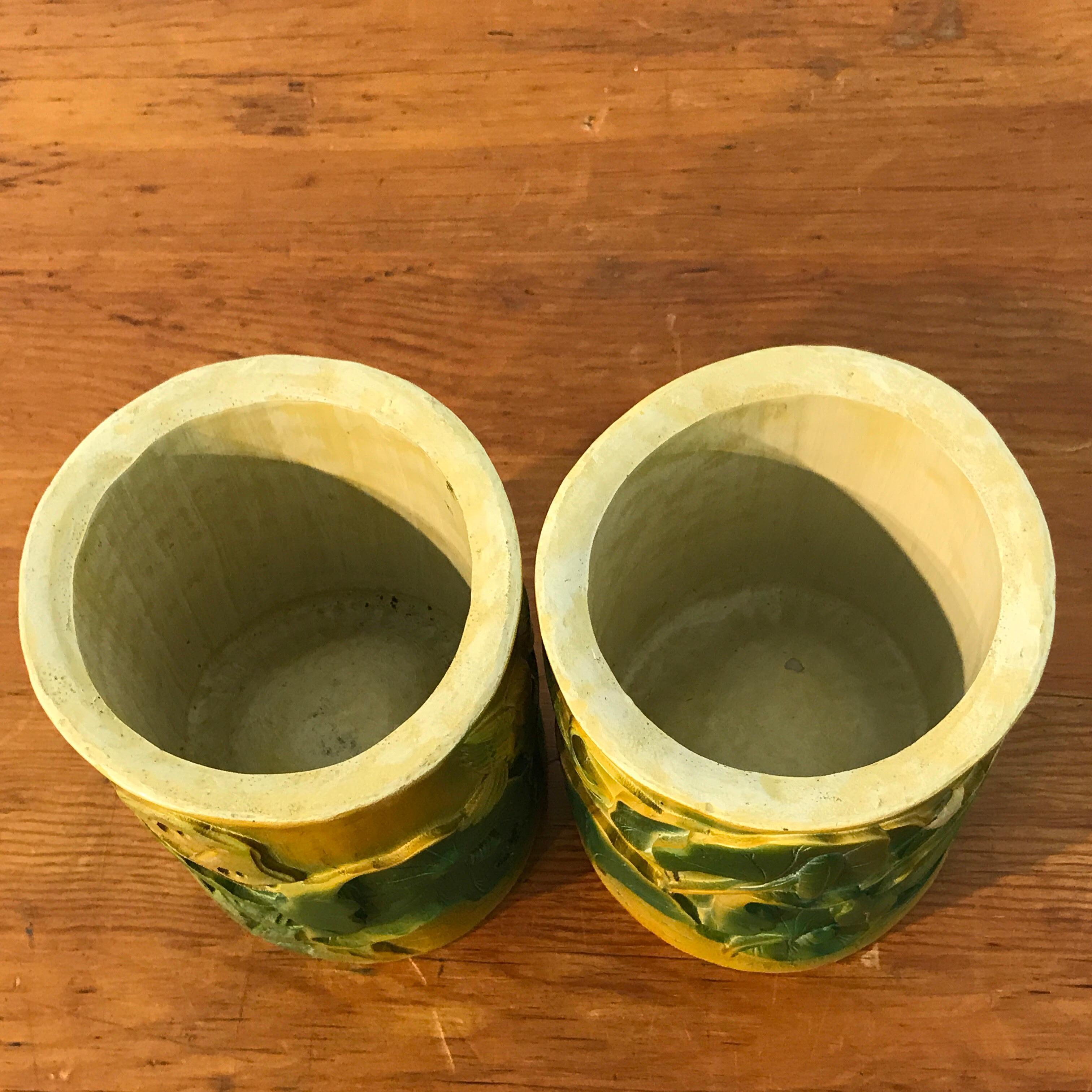 Composition Pair of Hollywood Regency Chinese Bamboo Motif Brushpot Motif Cachepots