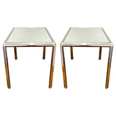 Paar moderne Chrom-Beistelltische aus der Mitte des Jahrhunderts mit verspiegelten Platten, ca. 1970er Jahre