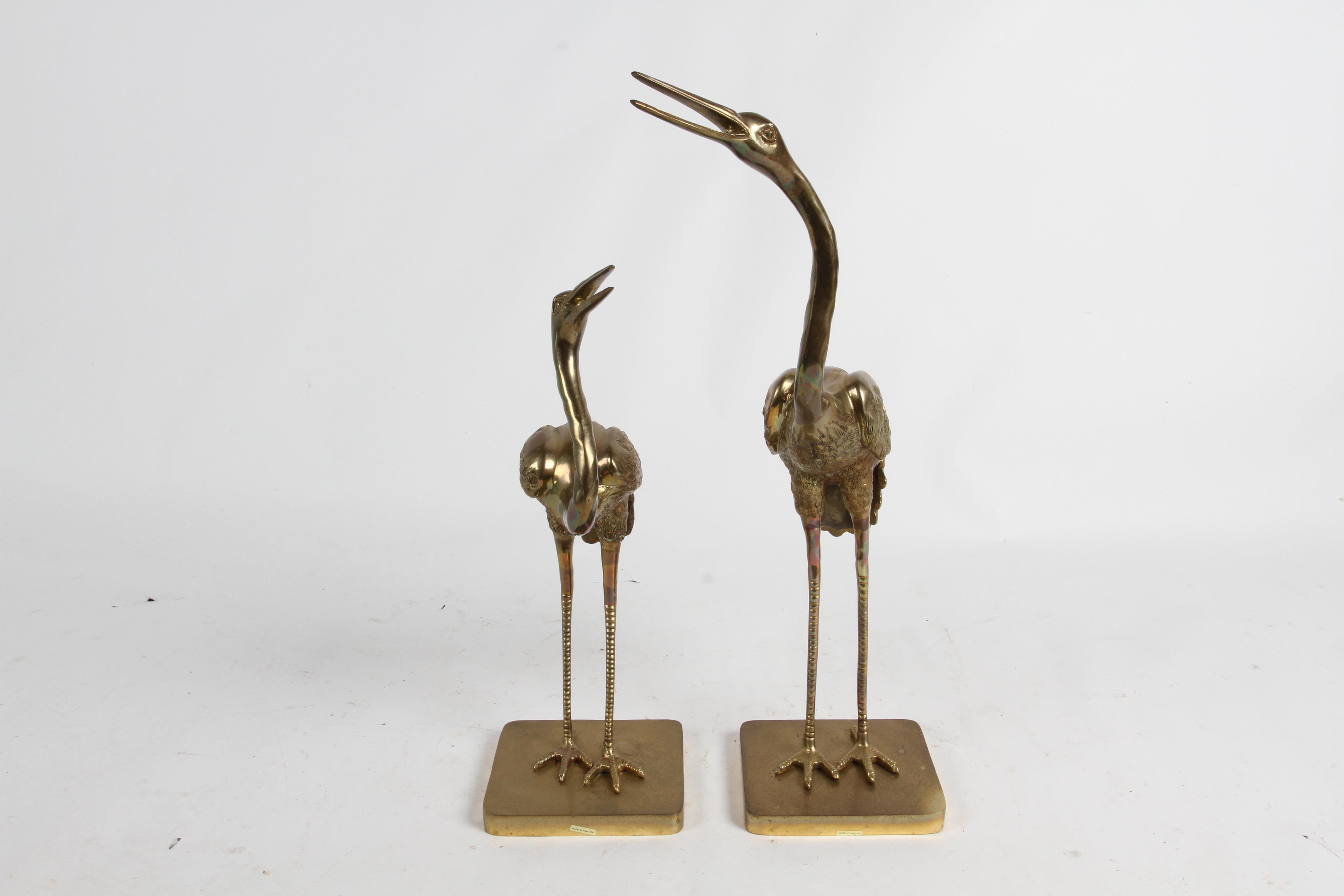 Pair of Hollywood Regency Circa 1970s Large Brass Cranes or Herons Sculptures For Sale 7